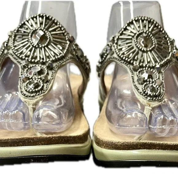 Dansko Pamela Jewelled Rhinestone Metallic Thong Flip Flop Cork Leather 39 8.5-9 - Picture 6 of 16